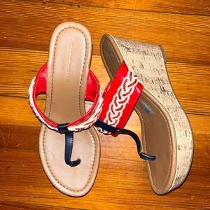 TOMMY HILFIGER Red & White Wedges